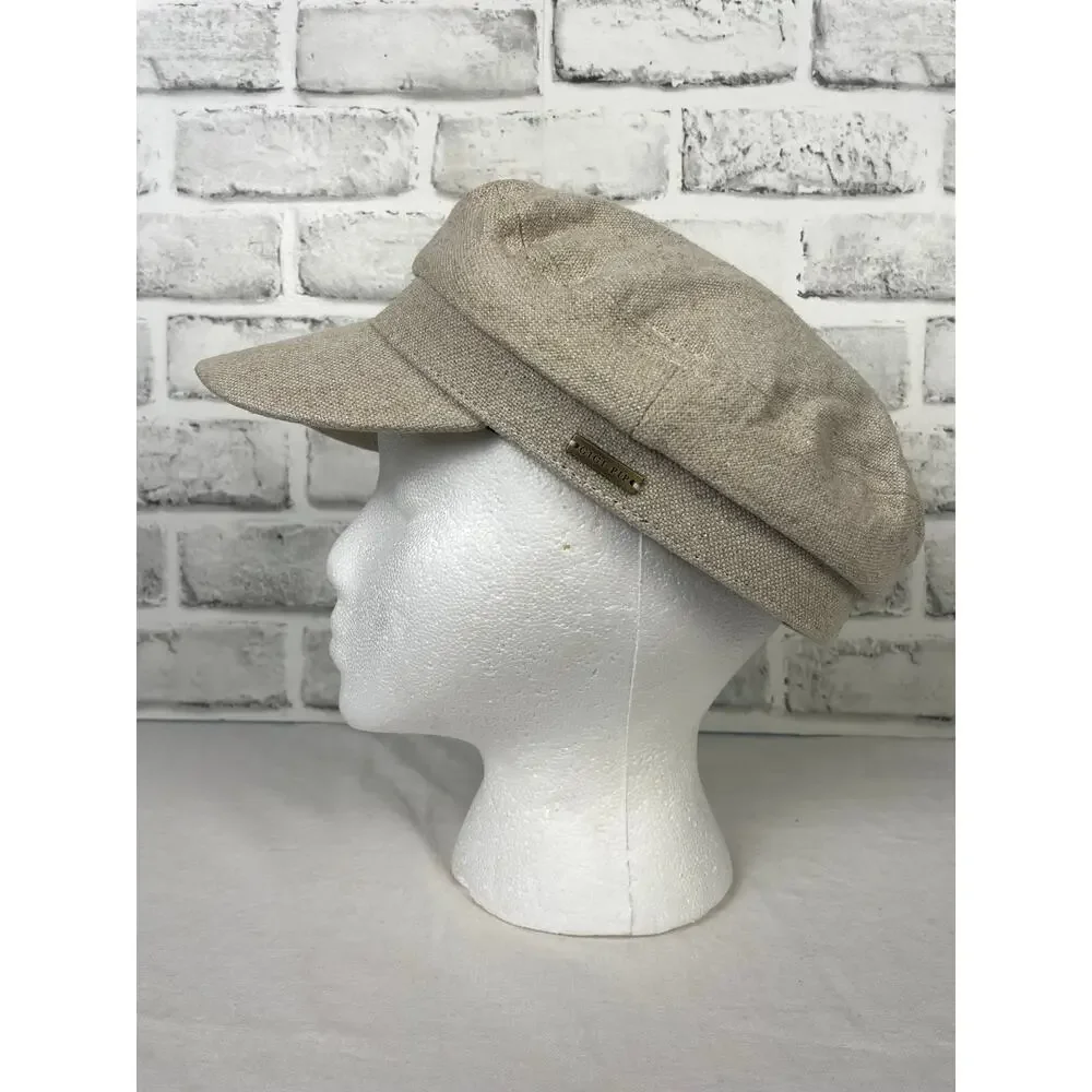 Gigi Pip Linen Baker Boy Hat Size 57 Beige Newsboy Cabbie Cap Fisherman